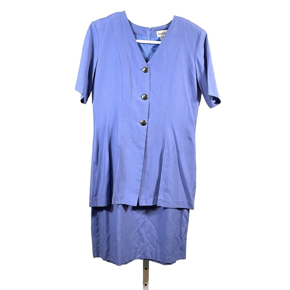 Vintage Jennifer James Baby Blue Dress Career Church Layered Jacket Look Size 10